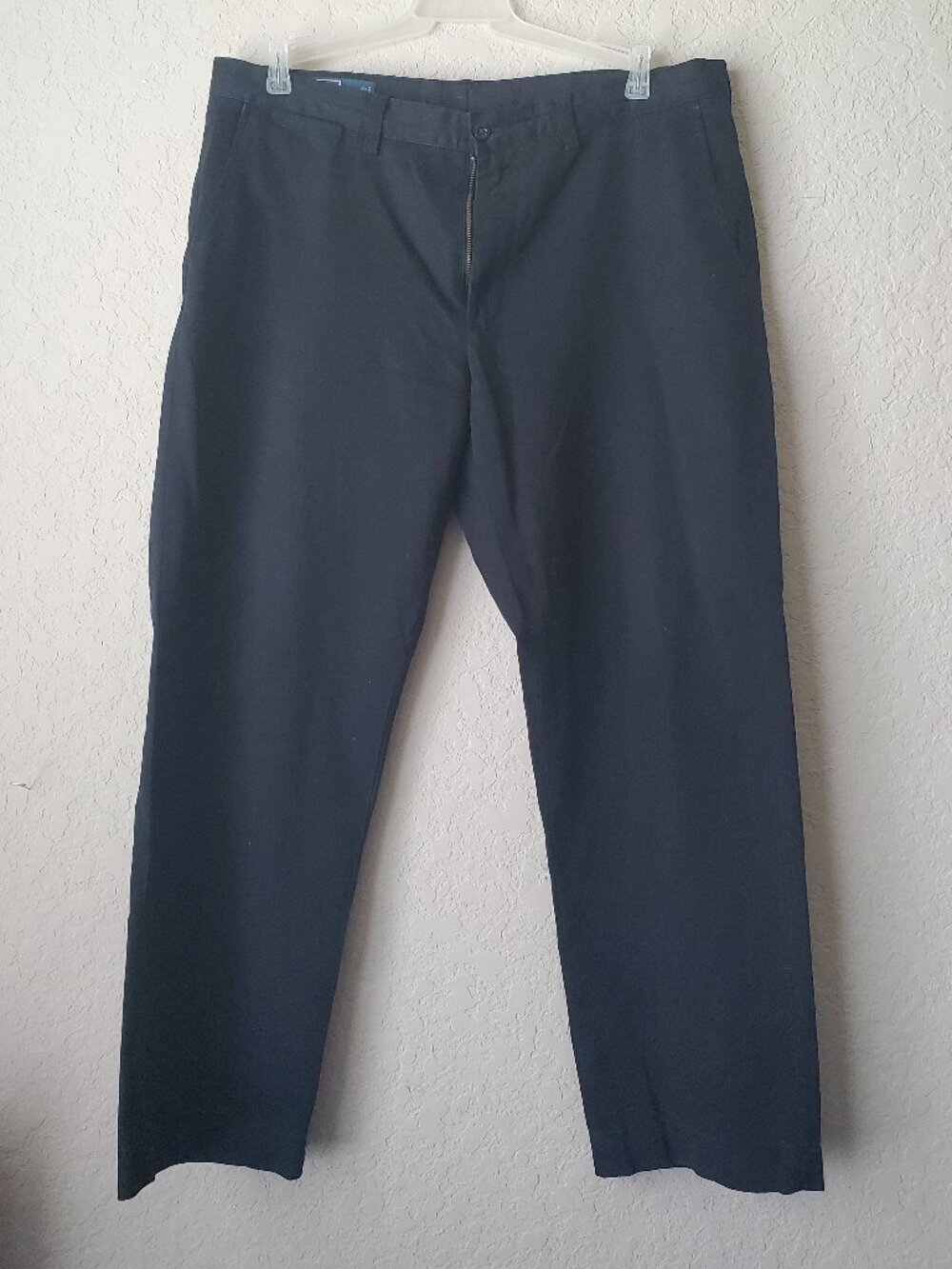 Polo Ralph Lauren Black Chino Trousers 36x30 Mens Flat Front Cotton Pants